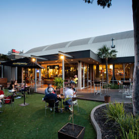 Enjoy the outdoor beer garden at the Shoppingtown Hotel