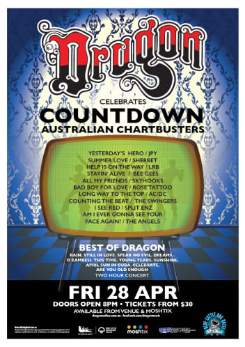 Buy Dragon Celebrates Countdown Australian Chartbusters Blue Cattle Dog Tickets Nsw 2017 Moshtix